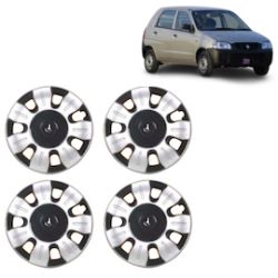 Premium Quality Car Full Wheel Cover Caps Clip Type 13 Inches (Smart) (Double Colour Silver-Black) For Alto