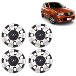 Premium Quality Car Full Wheel Cover Caps Clip Type 13 Inches (Smart) (Double Colour Silver-Black) For Alto K-10
