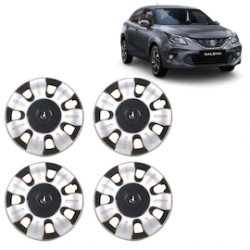 Premium Quality Car Full Wheel Cover Caps Clip Type 13 Inches (Smart) (Double Colour Silver-Black) For Baleno New Model