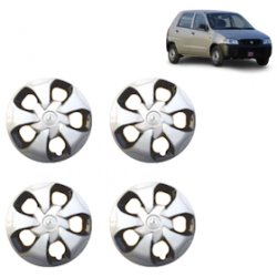 Premium Quality Car Full Wheel Cover Caps Clip Type 13 Inches (Speed) (Double Colour Silver-Black) For Alto