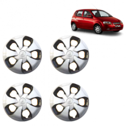 Premium Quality Car Full Wheel Cover Caps Clip Type 13 Inches (Speed) (Double Colour Silver-Black) For Aveo U-Va