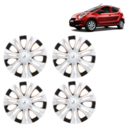 Premium Quality Car Full Wheel Cover Caps Clip Type 13 Inches (Spider) (Double Colour Silver-Black) For A-Star