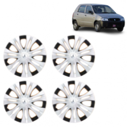 Premium Quality Car Full Wheel Cover Caps Clip Type 13 Inches (Spider) (Double Colour Silver-Black) For Alto