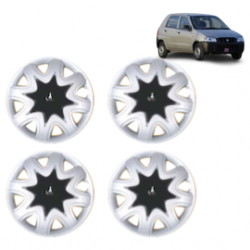 Premium Quality Car Full Wheel Cover Caps Clip Type 13 Inches (Star) (Double Colour Silver-Black) For Alto