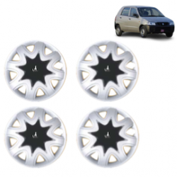 Premium Quality Car Full Wheel Cover Caps Clip Type 13 Inches (Star) (Double Colour Silver-Black) For Alto New