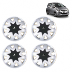 Premium Quality Car Full Wheel Cover Caps Clip Type 13 Inches (Star) (Double Colour Silver-Black) For Eon 1.0L