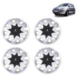 Premium Quality Car Full Wheel Cover Caps Clip Type 13 Inches (Star) (Double Colour Silver-Black) For Getz Prime