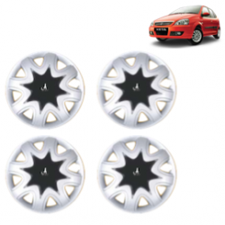 Premium Quality Car Full Wheel Cover Caps Clip Type 13 Inches (Star) (Double Colour Silver-Black) For Indica V3