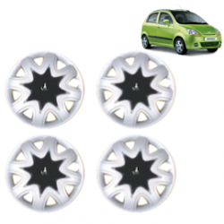 Premium Quality Car Full Wheel Cover Caps Clip Type 13 Inches (Star) (Double Colour Silver-Black) For Spark