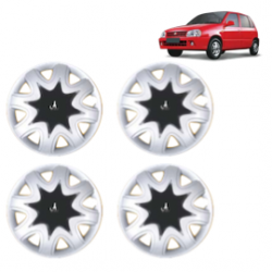 Premium Quality Car Full Wheel Cover Caps Clip Type 13 Inches (Star) (Double Colour Silver-Black) For Zen