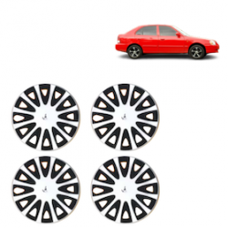 Premium Quality Car Full Wheel Cover Caps Clip Type 13 Inches (Tracer) (Double Colour Silver-Black) For Accent Viva