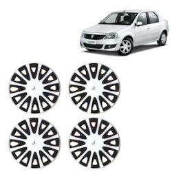 Premium Quality Car Full Wheel Cover Caps Clip Type 13 Inches (Tracer) (Double Colour Silver-Black) For Logan