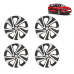 Premium Quality Car Full Wheel Cover Caps Clip Type 14 inches (35.56 cm) (Corona A) (Double Colour Silver-Black) For Polo