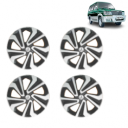 Premium Quality Car Full Wheel Cover Caps Clip Type 14 inches (35.56 cm) (Corona A) (Double Colour Silver-Black) For Qualis 7 Spoke