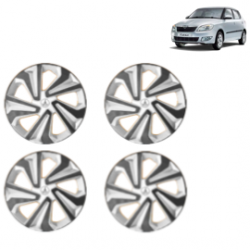 Premium Quality Car Full Wheel Cover Caps Clip Type 14 inches (35.56 cm) (Corona B) (Double Colour Silver-Black) For Fabia New Model