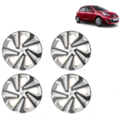 Premium Quality Car Full Wheel Cover Caps Clip Type 14 inches (35.56 cm) (Corona B) (Double Colour Silver-Black) For Micra