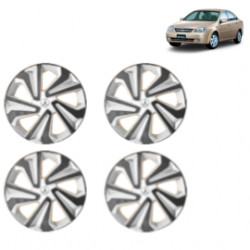 Premium Quality Car Full Wheel Cover Caps Clip Type 14 inches (35.56 cm) (Corona B) (Double Colour Silver-Black) For Optra