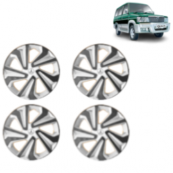 Premium Quality Car Full Wheel Cover Caps Clip Type 14 inches (35.56 cm) (Corona B) (Double Colour Silver-Black) For Qualis