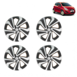 Premium Quality Car Full Wheel Cover Caps Clip Type 14 inches (35.56 cm) (Corona B) (Double Colour Silver-Black) For Ritz