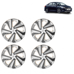 Premium Quality Car Full Wheel Cover Caps Clip Type 14 inches (35.56 cm) (Corona B) (Double Colour Silver-Black) For Verna