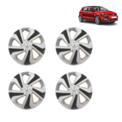 Premium Quality Car Full Wheel Cover Caps Clip Type 14 inches (35.56 cm) (Corona C) (Double Colour Silver-Black) For Polo
