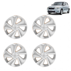 Premium Quality Car Full Wheel Cover Caps Clip Type 14 inches (35.56 cm) (Corona) (Silver) For Fabia New Model