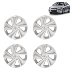 Premium Quality Car Full Wheel Cover Caps Clip Type 14 inches (35.56 cm) (Corona) (Silver) For Verna Fluidic