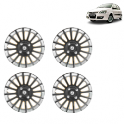 Premium Quality Car Full Wheel Cover Caps Clip Type 14 Inches (Camry B) (Double Colour Silver-Black) For Indica Turbo