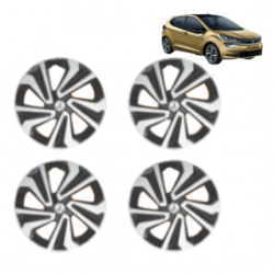 Premium Quality Car Full Wheel Cover Caps Clip Type 14 Inches (Corona A) (Double Colour Silver-Black) For Altroz