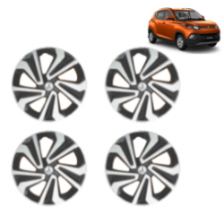 Premium Quality Car Full Wheel Cover Caps Clip Type 14 Inches (Corona A) (Double Colour Silver-Black) For KUV100