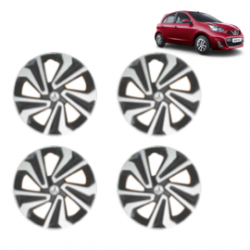 Premium Quality Car Full Wheel Cover Caps Clip Type 14 Inches (Corona A) (Double Colour Silver-Black) For Micra