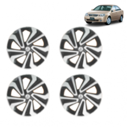 Premium Quality Car Full Wheel Cover Caps Clip Type 14 Inches (Corona A) (Double Colour Silver-Black) For Optra