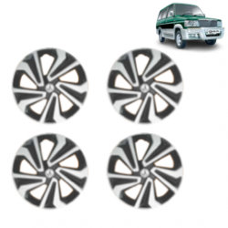 Premium Quality Car Full Wheel Cover Caps Clip Type 14 Inches (Corona A) (Double Colour Silver-Black) For Qualis 5 Spoke