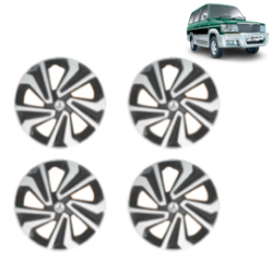 Premium Quality Car Full Wheel Cover Caps Clip Type 14 Inches (Corona A) (Double Colour Silver-Black) For Qualis 7 Spoke