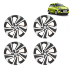 Premium Quality Car Full Wheel Cover Caps Clip Type 14 Inches (Corona A) (Double Colour Silver-Black) For Santro 2018 Onwards