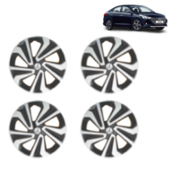 Premium Quality Car Full Wheel Cover Caps Clip Type 14 Inches (Corona A) (Double Colour Silver-Black) For Verna