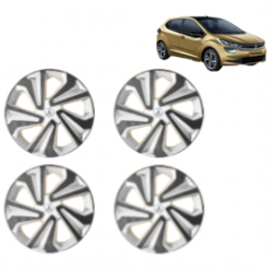 Premium Quality Car Full Wheel Cover Caps Clip Type 14 Inches (Corona B) (Double Colour Silver-Black) For Altroz