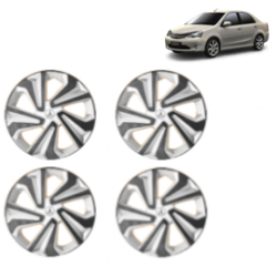 Premium Quality Car Full Wheel Cover Caps Clip Type 14 Inches (Corona B) (Double Colour Silver-Black) For Etios
