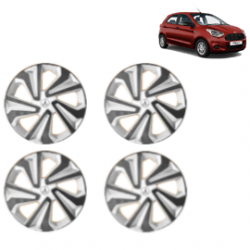 Premium Quality Car Full Wheel Cover Caps Clip Type 14 Inches (Corona B) (Double Colour Silver-Black) For Figo
