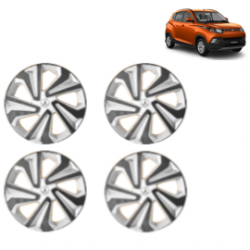 Premium Quality Car Full Wheel Cover Caps Clip Type 14 Inches (Corona B) (Double Colour Silver-Black) For KUV100