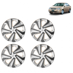 Premium Quality Car Full Wheel Cover Caps Clip Type 14 Inches (Corona B) (Double Colour Silver-Black) For Optra