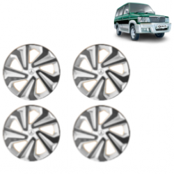Premium Quality Car Full Wheel Cover Caps Clip Type 14 Inches (Corona B) (Double Colour Silver-Black) For Qualis 5 Spoke