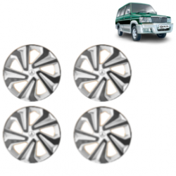 Premium Quality Car Full Wheel Cover Caps Clip Type 14 Inches (Corona B) (Double Colour Silver-Black) For Qualis 7 Spoke