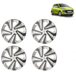 Premium Quality Car Full Wheel Cover Caps Clip Type 14 Inches (Corona B) (Double Colour Silver-Black) For Santro 2018 Onwards