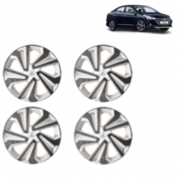 Premium Quality Car Full Wheel Cover Caps Clip Type 14 Inches (Corona B) (Double Colour Silver-Black) For Verna