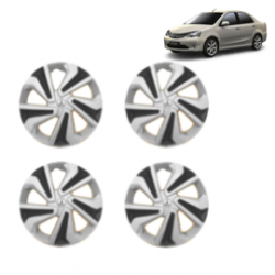 Premium Quality Car Full Wheel Cover Caps Clip Type 14 Inches (Corona C) (Double Colour Silver-Black) For Etios