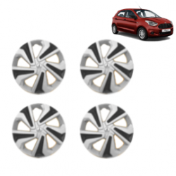 Premium Quality Car Full Wheel Cover Caps Clip Type 14 Inches (Corona C) (Double Colour Silver-Black) For Figo
