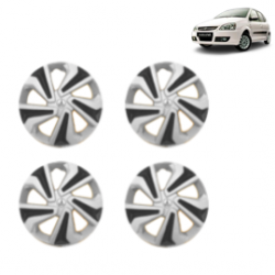 Premium Quality Car Full Wheel Cover Caps Clip Type 14 Inches (Corona C) (Double Colour Silver-Black) For Indica Turbo
