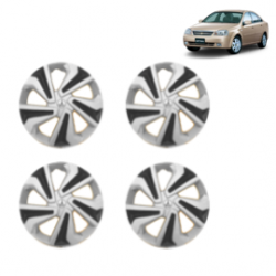 Premium Quality Car Full Wheel Cover Caps Clip Type 14 Inches (Corona C) (Double Colour Silver-Black) For Optra