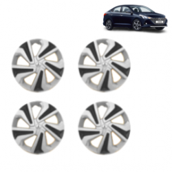 Premium Quality Car Full Wheel Cover Caps Clip Type 14 Inches (Corona C) (Double Colour Silver-Black) For Verna